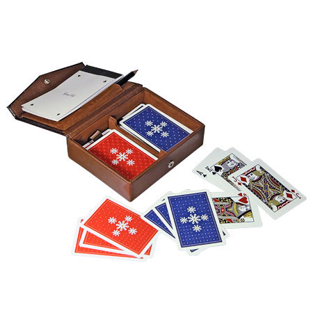 Набор игральных карт: 2 колоды в кожаном футляре
