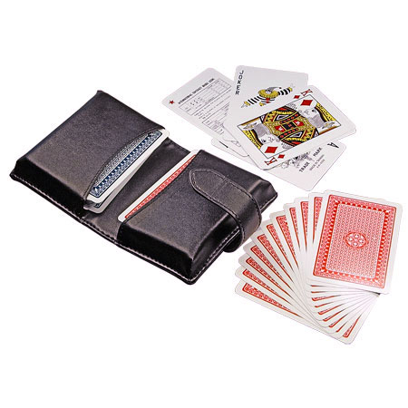 Набор игральных карт: 2 колоды в кожаном футляре