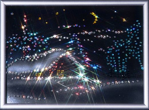 Картина с кристаллами Swarovski Новогодний пейзаж