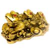 Сувенир из гипсолита "3 жабы на монетах" 6х11 см.
