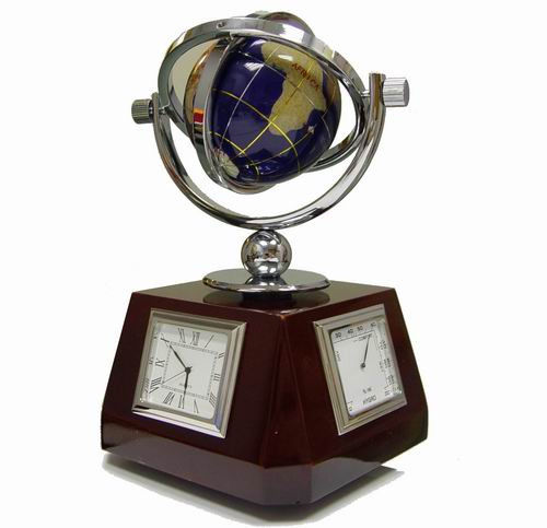 Настольный сувенир "Глобус" с часами, термометром, гигрометром.