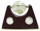 Настольный сувенир "Глобус стеклянный с часами и термометром"