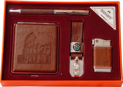 Подарочный набор (портсигар, ручка, брелок, зажиг.)