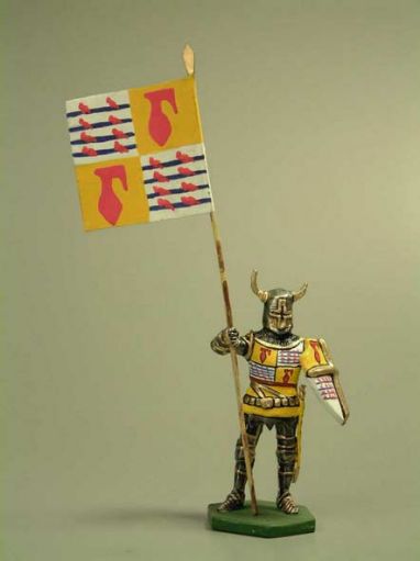 Миниатюра "Рыцарь с рогами на шлеме.С флагом"