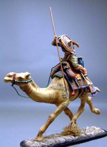 Оловянная модель "Араб-пальмирский солдат на верблюде с копьём"