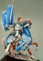 Оловянная модель "Рыцарь на коне в попоне с флагом. XIII - XIV в