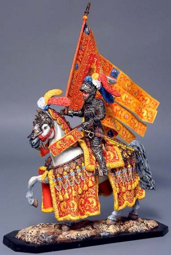 Оловянная модель "Венецианский Конный Рыцарь с Флагом"