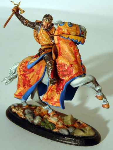 Оловянная модель "Рыцарь на коне с топором XIII - XIV вв."
