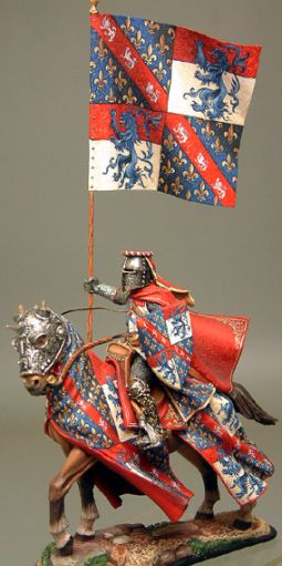 Оловянная модель "Рыцарь с флагом на холме"